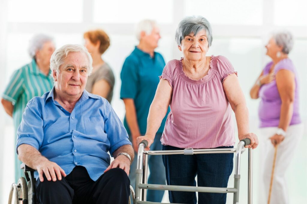 Older people using mobility aids